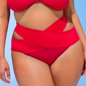 New Ashley Graham by swimsuitsforall red Guapa crossover bikini bottoms 18